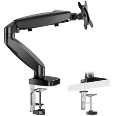 HAOYYE The monitor arm is adjustable for desktop mount and fits 15-27 inch monitors with weight capacities up to 15.4 pounds, black Sturdy Space-Saving Heavy Duty Modern Design Adults Dorm Room