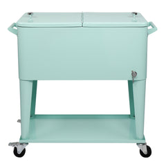 HAOYYE Rectangular Plastic Box Frozen Insulation Cart, 80QT Cooler with Drainage Cap, Bottle Opener, and Locking Casters, Ideal for Outdoor Events and Gatherings