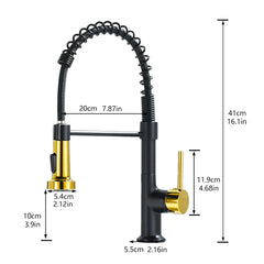 Haoyye Commercial Kitchen Faucet with Pull Down Sprayer, Single Handle High Arc Sink Faucet with Spring Spout and 360° Swivel, Heavy Duty Brass Construction, Leak-Resistant, Easy DIY Installation, Modern Design for Home or Restaurant Kitchens