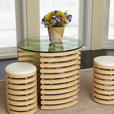 HAOYYE Tempered Glass Table Top Round Clear Glass With Polished Edge, Sturdy Space-Saving Heavy Duty Modern Design For Adults Dorm Rooms, Easy Assembly Bedroom Furniture