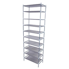 HAOYYE 10-Tier Gray Non-Woven Fabric Shoe Rack, Durable and Stylish Space-Saving Organizer with Modern Design, Perfect for Bedroom, Living Room, or Entryway; Premium Quality, Easy Assembly, and Versatile Storage Solution for All Types of Shoes