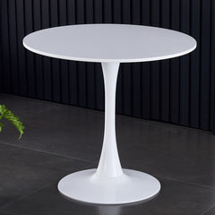 HAOYYE White Round Table, Modern Dining Table, MDF Top and Steel Base Tulip Round Kitchen Table, Mid Century Coffee Table for Living Room 24 Inch,Thanksgiving,Black Friday, Cyber Monday, Christmas Gifts