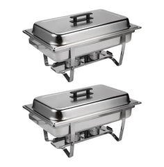 Haoyye 2 Set Buffet Catering Dish Set, 9QT Stainless Steel Chafing Dishes with Lids, Food and Water Pans, Foldable Frame and Fuel Holders, Stackable and Dishwasher Safe, Ideal for Parties, Weddings, Events, or Outdoor Serving, Easy to Use and Clean