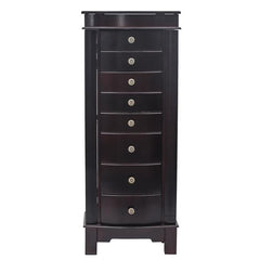 HAOYYE Jewelry Armoire with Mirror, 8 Drawers and 16 Necklace Hooks, 2 Side Swing Doors, Brown, Soft Cozy Warm Flannel Fleece Home Decor, Luxury Comfortable Unique Design, Premium Quality Decorative Storage Cabinet for Jewelry and Accessories