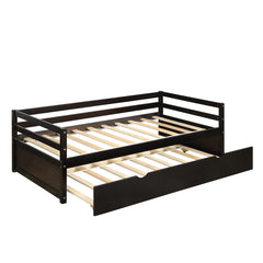 HAOYYE Daybed with Trundle Frame Set, Twin Size, Espresso(New SKU:WF283064AAP) Sturdy Space-Saving Heavy Duty Modern Design Easy Assembly Durable Stylish Home Furniture Versatile