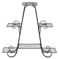 HAOYYE Black Metal 4-Layer High Arch Plant Stand with 6 Vertical Stripes, Sturdy Multi-Tier Potted Plant Frame for Indoor Outdoor Garden Balcony