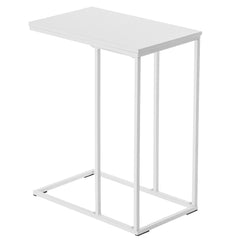 HAOYYE C-Type Single Layer MDF Iron Rectangle Side Table, White Triamine Finish, Soft Cozy Design, Premium Quality, Luxury Home Decor, Comfortable & Modern Accent Table for Living Room, Bedroom, Office, Decorative and Durable