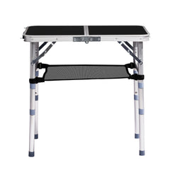 HAOYYE Black with 3 Adjustable Height Outdoor Folding Camping Table, Portable Aluminum Foldable Patio Side Table, Lightweight and Durable Design with Carry Handle for Hiking, Picnic, BBQ, Beach, Indoor or Outdoor Use