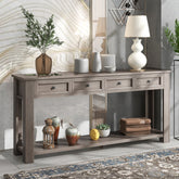 HAOYYE Console Table with Storage Drawers and Bottom Shelf for Entryway or Hallway, Gray Wash, Sturdy Space-Saving Design, Heavy Duty Construction, Easy Assembly, Durable and Stylish Home Furniture