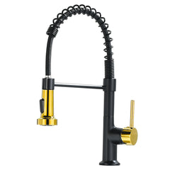 Haoyye Commercial Kitchen Faucet with Pull Down Sprayer, Single Handle High Arc Sink Faucet with Spring Spout and 360° Swivel, Heavy Duty Brass Construction, Leak-Resistant, Easy DIY Installation, Modern Design for Home or Restaurant Kitchens