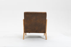 HAOYYE Mid Century Modern Accent Chair with Wood Frame, Upholstered Living Room Chairs with Waist Cushion, Reading Armchair for Bedroom Sunroom Sturdy Space-Saving Heavy Duty Modern Design Adults