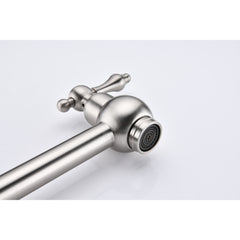 Haoyye Wall Mount Folding Pot Filler Faucet, 360° Swivel Dual Handle Brass Kitchen Faucet with Free-Swing Arm and Anti-Drip Design, Heavy Duty Space-Saving Fixture for Stovetop Cooking, Easy to Install and Corrosion Resistant for Modern Kitchens