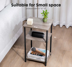 HAOYYE 3-Tier End Table Side Table with Adjustable Feet, Compact Nightstand, Space-Saving Design for Bedroom, Living Room, Office, Sturdy Heavy-Duty Construction, Modern Design, Easy Assembly, Ideal for Adults and Dorm Rooms