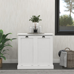 HAOYYE Two-Compartment Tilt-Out Laundry Sorter Cabinet-White Sturdy Space-Saving Heavy Duty Modern Design Easy Assembly Durable Stylish Home Furniture Versatile