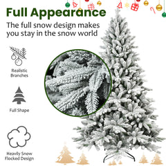 HAOYYE 7FT PE & PVC Flocked Artificial Christmas Tree ,With 1514 branch tips and metal stand,Foldable Fake Tree with Realistic Snowy Foliage for Home Decoration Sturdy Space-Saving Heavy Duty Modern Design