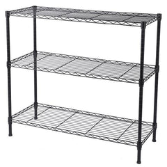 HAOYYE 3-Tier Heavy Duty Adjustable Shelving Unit Black Premium Quality Storage Rack Soft Cozy Warm Flannel Fleece Home Decor Luxury Comfortable Unique Design Perfect for Living Room Bedroom or Office