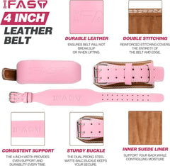 HAOYYE Leather Weight Lifting Belt for Men and Women with 4 Inch Padded Lumbar Support Durable Gym Belt for Powerlifting Deadlifts Cross Training and Squat Workouts for Enhanced Strength and Stability