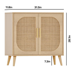HAOYYE Buffet Cabinet with Storage, Accent Bathroom Floor Cabinet with Two Doors and Four Compartments, Solid Wood Feet, Modern Sideboard for Hallway, Entry, Living Room