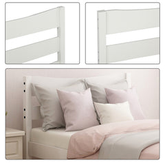 HAOYYE Twin Size Wood Platform Bed with Headboard and Wooden Slat Support (White) Sturdy Space-Saving Heavy Duty Modern Design Easy Assembly Durable Stylish Home Furniture