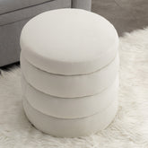Haoyye Velvet Round Ottoman Footrest Stool, Soft Foam Padded Upholstered Footstool with Wooden Frame, Modern Space-Saving Accent Ottoman for Living Room, Bedroom, or Entryway, No Assembly Needed, Comfortable and Versatile Home Furniture