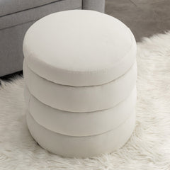Haoyye Velvet Round Ottoman Footrest Stool, Soft Foam Padded Upholstered Footstool with Wooden Frame, Modern Space-Saving Accent Ottoman for Living Room, Bedroom, or Entryway, No Assembly Needed, Comfortable and Versatile Home Furniture