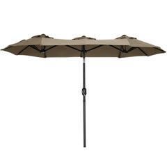 HAOYYE Double Sided Patio Umbrella Large Outdoor Market Umbrella with Push Button Tilt Crank Handle 3 Vents and 12 Ribs for Garden Deck Pool Backyard