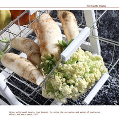 HAOYYE Rolling Kitchen Island Cart with Drawers, Baskets & Shelves, White Wooden Serving Cart with Stainless Steel Handles, Mobile Kitchen Storage Organizer for Dining Room, Durable Modern Kitchen Trolley with Wine Rack, Easy-Access Storage Space