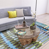 HAOYYE Round Tempered Glass Table Top With Clear Glass And Quarter Inch Thickness, Featuring A Flat Polished Edge And Heavy Duty Space Saving Modern Design, Ideal For Living Room, Bedroom, Dorm And Office, Easy Assembly, Sturdy Accent Piece