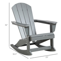 HAOYYE Light Gray Garden Rocking Chair with Curved Armrests and Slatted Backrest, Comfortable Outdoor Patio Rocker Chair for Porch Deck Balcony Relaxation, Heavy Duty Steel Frame, Weather Resistant