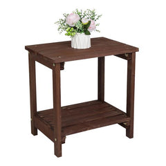 HAOYYE Outdoor Rectangular Wood Side Table for Patio Garden Balcony and Porch, Modern Accent Table with Slatted Top and Sturdy Legs, Weather Resistant End Table for Outdoor Living Room or Lounge Furniture Setup