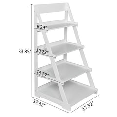 HAOYYE Wood Plastic 4-Tier Ladder-Style Shelf And Plant Stand, White Sturdy Space-Saving Organizer With Modern Design, Durable Storage Solution For Living Room, Bedroom, And Home Essentials, Stylish Display Shelf For Indoor Plants And Accessories