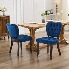 HAOYYE French Vintage Tufted Upholstered Fabric Dining Chair,Set of 2,Blue,SW1869BL Sturdy Space-Saving Heavy Duty Modern Design Easy Assembly Durable Stylish Home Furniture Versatile