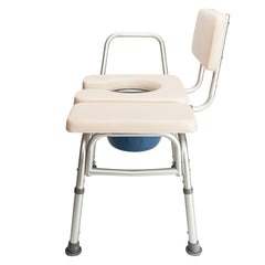 HAOYYE Multifunctional Aluminum Commode Chair and Bath Chair for Elderly Disabled and Pregnant Adults, Adjustable Height with Anti-Slip Feet, Stable Durable Design in Creamy White