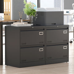 HAOYYE Black 2-Drawer Locking Metal File Cabinet, Lateral Filing Cabinet for Home Office, Legal and Letter Files, Space-Saving Vertical Design, Assembly Required