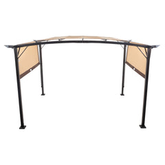 HAOYYE 12.31*9.29*7.45ft Outdoor Rectangular Pergola with Adjustable UV-Resistant Canopy, Aluminum Frame Folding Shade Shed, Curved Top Design with Lockable Sides for Patio, Lawn, Backyard