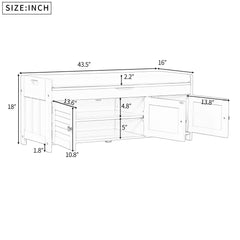 HAOYYE Storage Bench with 3 Shutter-shaped Doors, Shoe Bench with Removable Cushion and Hidden Storage Space (Gray Wash, OLD SKU: WF284226AAE) Sturdy Space-Saving Heavy Duty Modern Design Adults