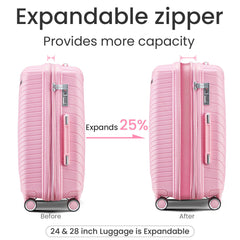 HAOYYE Luggage Sets 4 Piece(14/20/24/28), Expandable Lightweight Suitcase with 4 Double 360 Degrees Mute Spinner Wheels PP Materials Durable TSA Lock Travel Luggage Sturdy Space-Saving Heavy Duty Adults