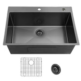 HAOYYE 25x22inch Gunmetal Black Topmount 304 Stainless Steel 18 Gauge Kitchen Sink Sturdy Space-Saving Heavy Duty Modern Design Adults Dorm Room Easy Assembly Bedroom Furniture