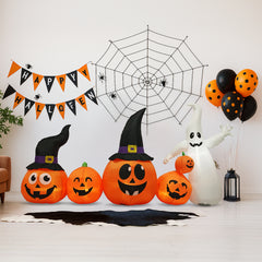 HAOYYE 8FT Halloween Inflatable Ghost and Pumpkin Decoration with Waving Hands, LED Lights, Quick Setup, Weather-Resistant Outdoor Yard and Garden Party Decor for Haunted Halloween Display