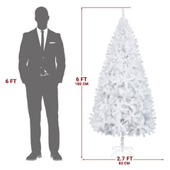 HAOYYE White 800 Branch Tips 6 FT Artificial Christmas Tree, Full Lush Pine Design, Sturdy Metal Stand, Hinged Branches for Easy Setup, Perfect Holiday Centerpiece for Home, Office and Party Décor