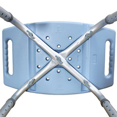 HAOYYE Simple Blue Bath Chair Lightweight Aluminum Alloy Shower Seat with Adjustable Height Anti-Slip Rubber Feet Rust-Resistant Durable Bathroom Stool for Elderly and Home Spa Safety Support