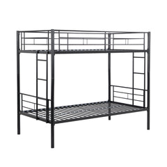 HAOYYE METAL BUNK BED BLACK Sturdy Space-Saving Heavy Duty Modern Design Adults Dorm Room Easy Assembly Bedroom Furniture