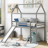 HAOYYE Twin Loft Bed with Slide, House Bed with Slide,Gray(OLD SKU :WF286245AAE) Sturdy Space-Saving Heavy Duty Modern Design Adults Dorm Room Easy Assembly Bedroom Furniture