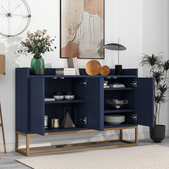 HAOYYE Modern Sideboard Elegant Buffet Cabinet with Large Storage Space for Dining Room, Entryway (Navy) Sturdy Space-Saving Heavy Duty Modern Design Adults Dorm Room Easy Assembly