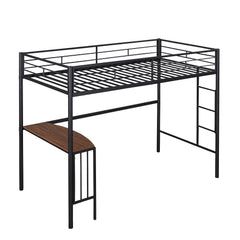 HAOYYE Twin Metal Loft Bed with Desk, Ladder and Guardrails, Loft Bed for Bedroom, Black(OLD SKU : MF195191AAB) Sturdy Space-Saving Heavy Duty Modern Design Easy Assembly Durable Stylish Home Furniture