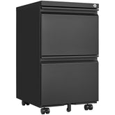 HAOYYE 2 Drawer File Cabinet with Lock, Mobile Metal Under Desk Rolling Filing Cabinet for Home Office, Fits Letter Legal A4 Size, Sturdy Heavy Duty Space Saving Design, Easy Assembly, Black