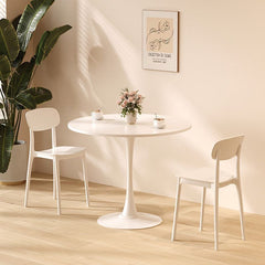 HAOYYE Modern Round Dining Table, White, Versatile Table for Dining Room, Kitchen, Coffee, or Leisure, Sturdy Space-Saving Heavy Duty Design, Ideal for Contemporary Home Décor