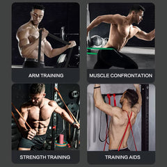 HAOYYE Red Pull Up Assist Band Heavy Duty Resistance Strap Made of Natural Latex Durable Exercise Band for Body Stretching Powerlifting Resistance Training with 5 Color-Coded Tension Levels Suitable for All Fitness Levels