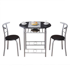HAOYYE PVC Breakfast Table Set with One Table and Two Chairs, Space-Saving Dining Table and Stool Set for Small Kitchen, Apartment, or Dining Room
