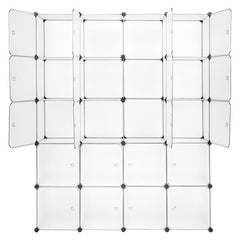 HAOYYE 20 Cube Modular Storage Cabinet, Stackable Closet Organizer Shelving Unit with Hanging Rod, White Plastic Cube Shelves for Clothes, Shoes, Accessories, Home & Office Organizer, Space-Saving Storage Solution, Durable, Easy Assembly